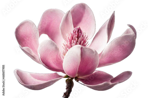 Pink color magnolia flower isolated with background removed, plants and flowers concept, generative ai © João Macedo