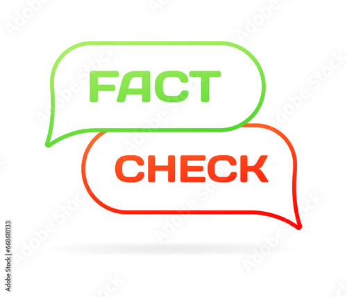 Fact and check bubbles. Outline, color, fact speech bubble, check bubble, fact and check. Vector icon