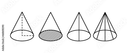 Cone on white background for study, mathematic, geometry, education, school, algebra