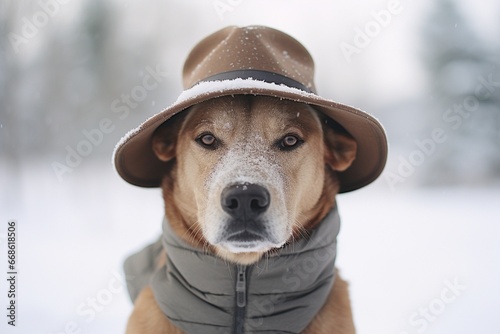 Labrador Dog in Winter: Snowy Outdoor Adventures