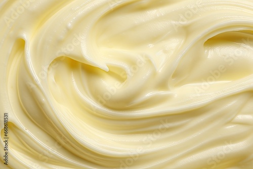 Macro texture of white mayonnaise. Tasty sauce