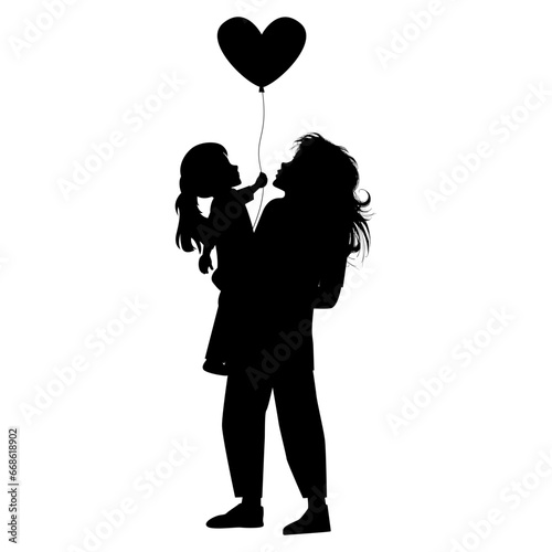 silhouette of mother and daughter
