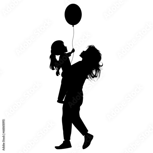 silhouette of mother and daughter