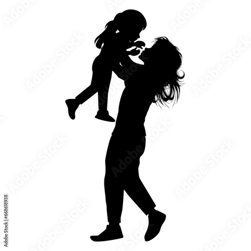 silhouette of mother and daughter