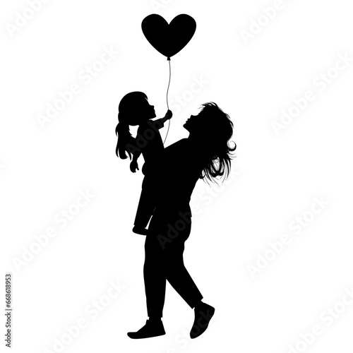 silhouette of mother and daughter