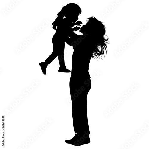 silhouette of mother and daughter