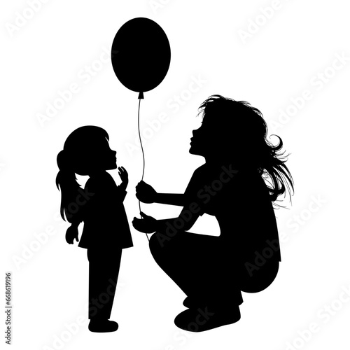 silhouette of mother and daughter
