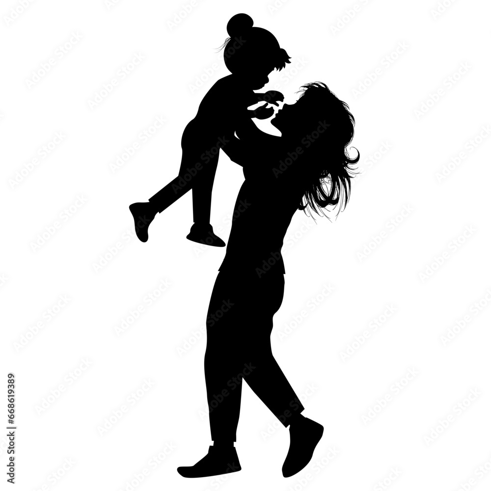 silhouette of mother and daughter silhouette of mother and daughter