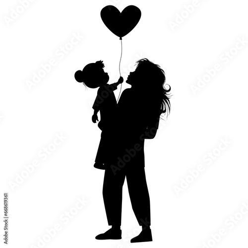 silhouette of mother and daughter