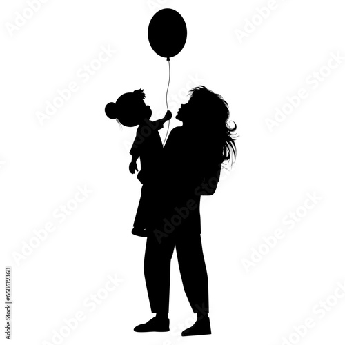silhouette of mother and daughter