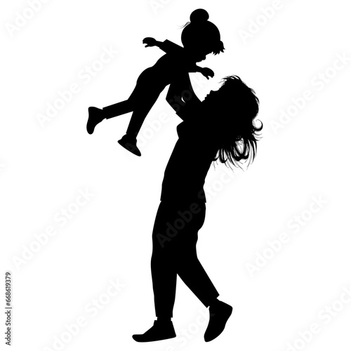 silhouette of mother and daughter