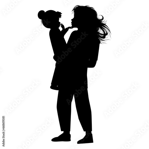silhouette of mother and daughter