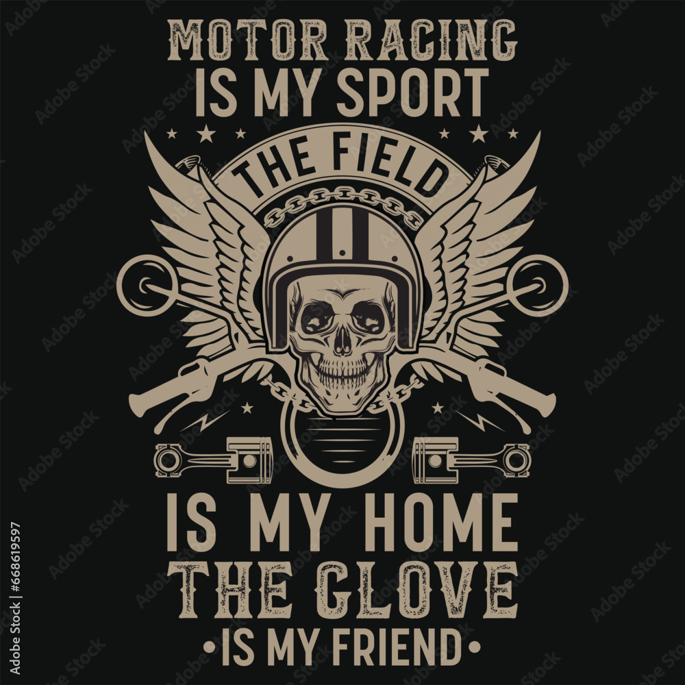 Fototapeta premium Best motorcycle racing typography vintage graphics tshirt design