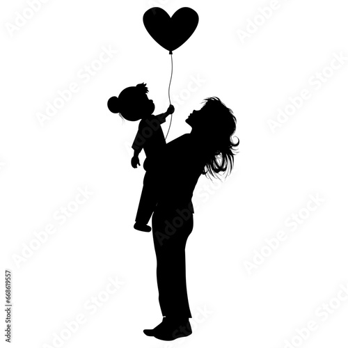 silhouette of mother and daughter
