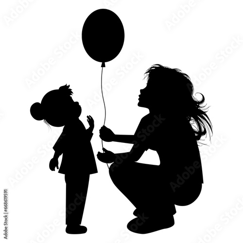 silhouette of mother and daughter