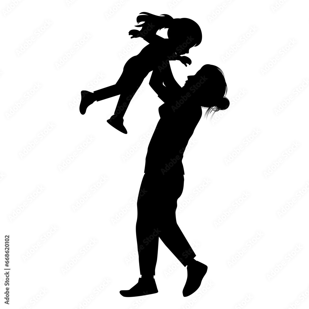 silhouette of mother and daughter