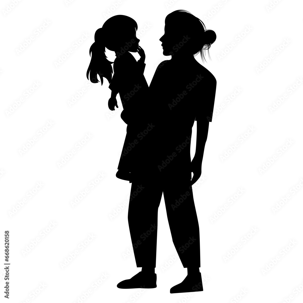 silhouette of mother and daughter