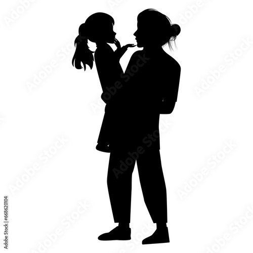 silhouette of mother and daughter