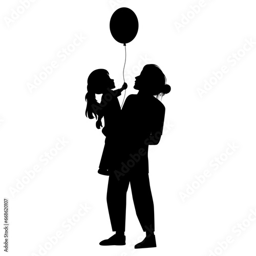 silhouette of mother and daughter