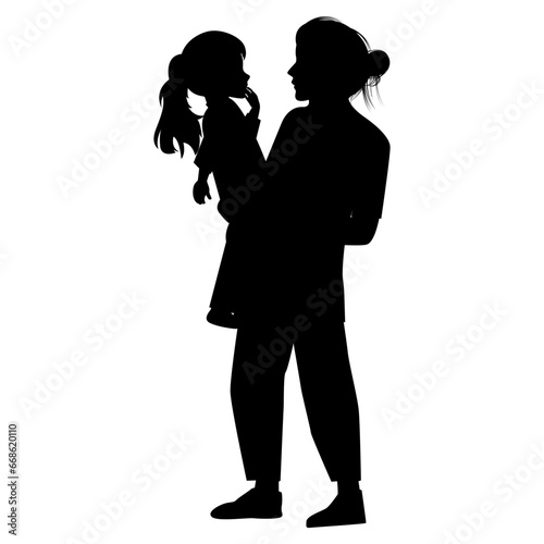 silhouette of mother and daughter