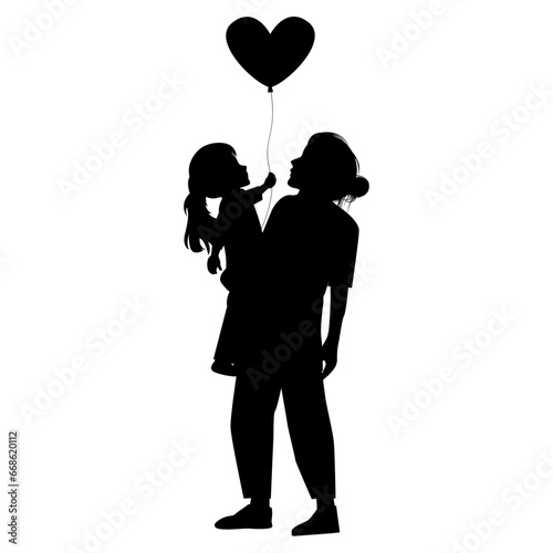 silhouette of mother and daughter