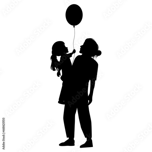 silhouette of mother and daughter