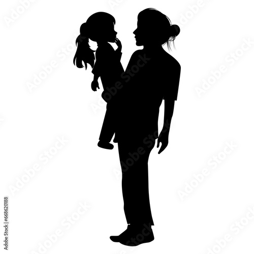 silhouette of mother and daughter