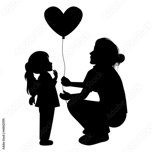 silhouette of mother and daughter