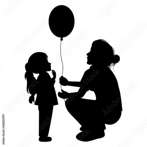 silhouette of mother and daughter