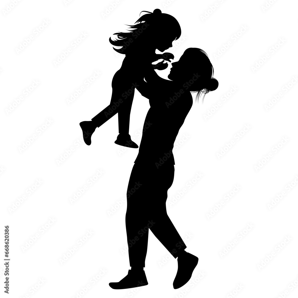 silhouette of mother and daughter silhouette of mother and daughter