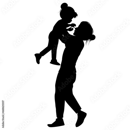 silhouette of mother and daughter