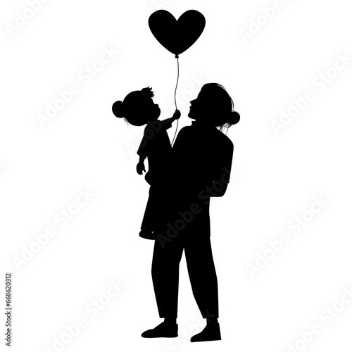 silhouette of mother and daughter