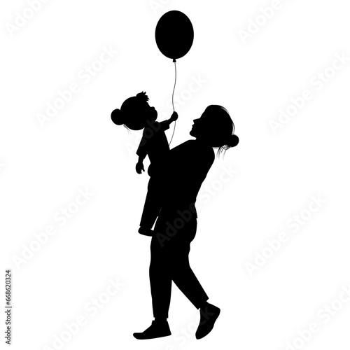 silhouette of mother and daughter