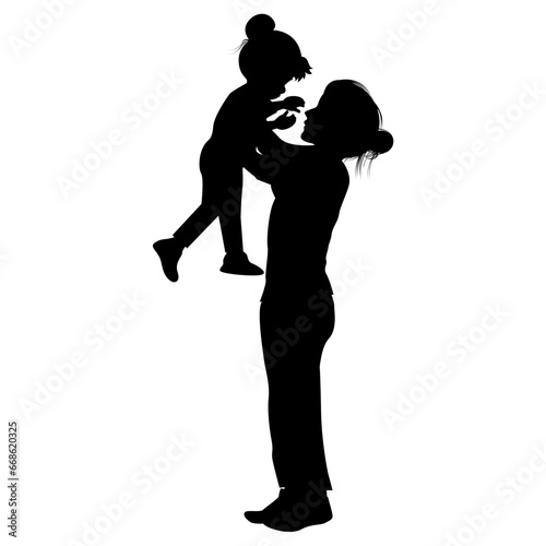 silhouette of mother and daughter