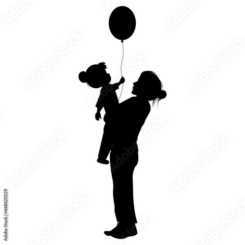 silhouette of mother and daughter