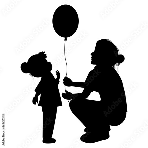 silhouette of mother and daughter