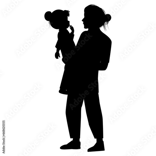silhouette of mother and daughter