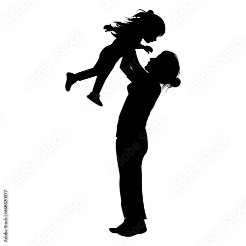 silhouette of mother and daughter