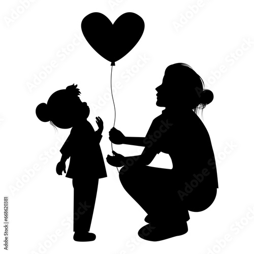 silhouette of mother and daughter