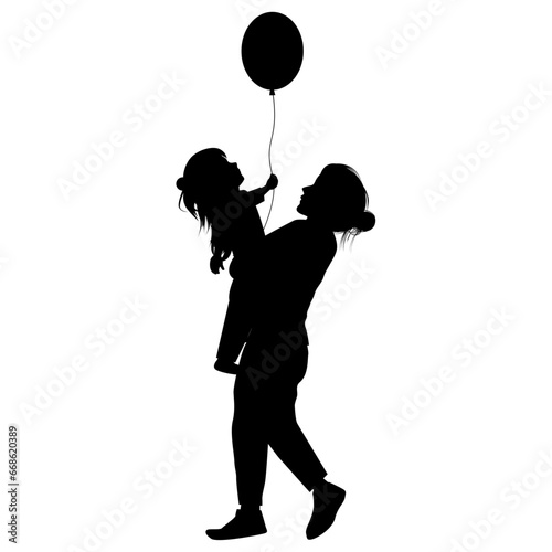 silhouette of mother and daughter