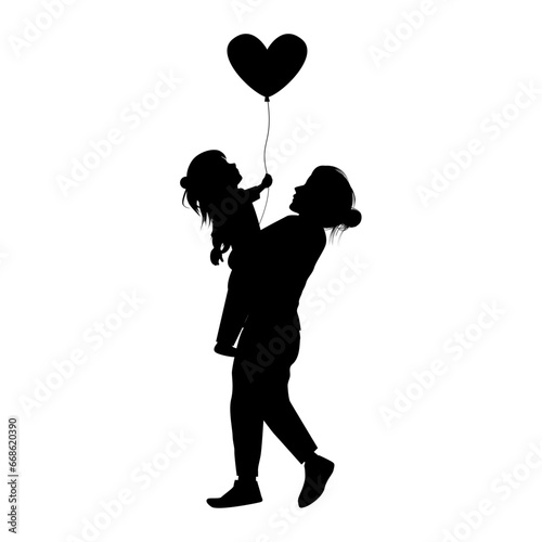 silhouette of mother and daughter