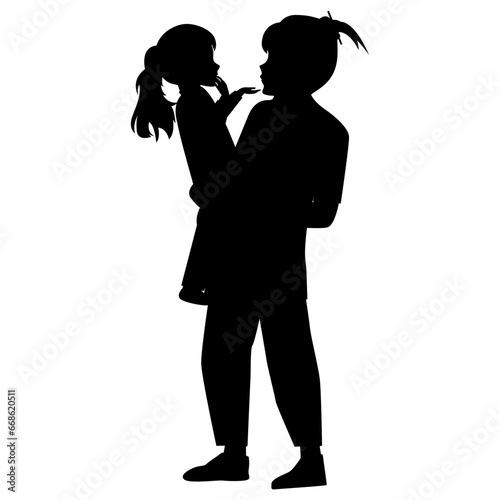silhouette of mother and daughter