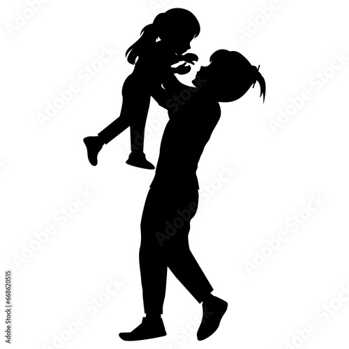 silhouette of mother and daughter