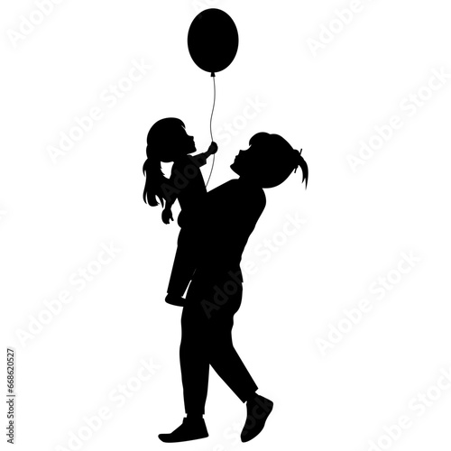 silhouette of mother and daughter