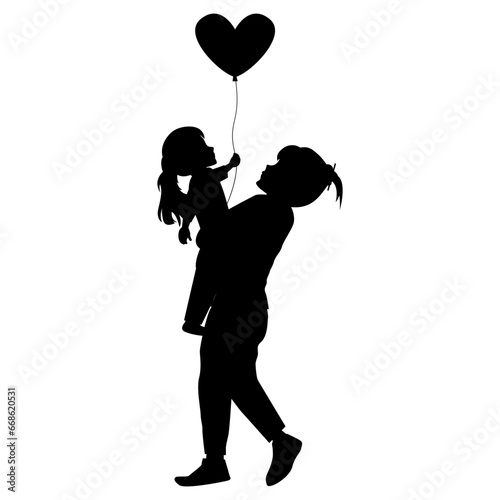 silhouette of mother and daughter
