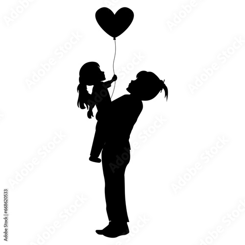 silhouette of mother and daughter