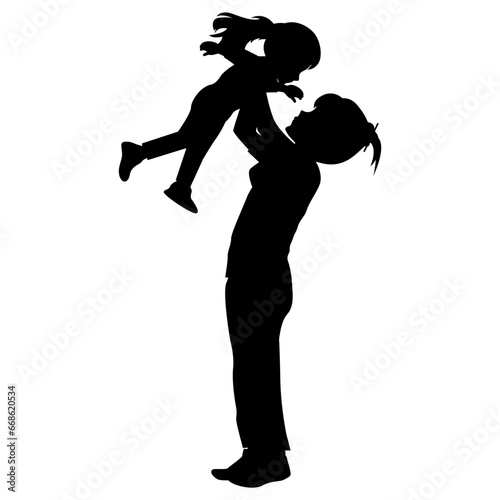 silhouette of mother and daughter