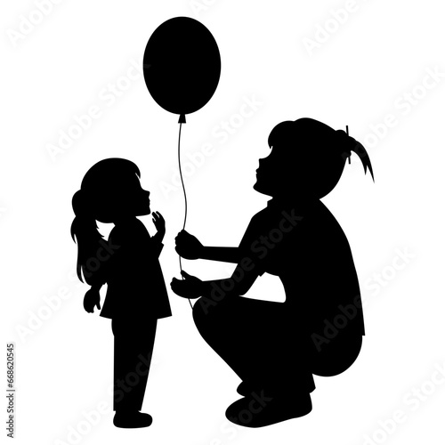 silhouette of mother and daughter
