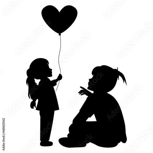 silhouette of mother and daughter