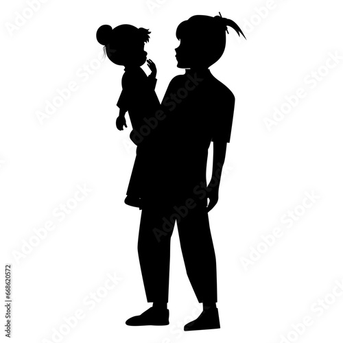silhouette of mother and daughter